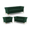 SITZGARNITUR 3+2+1 Chesterfield Whitby Flaschengrün Samt mit goldenen Füßen - Dunkelgrün/Goldfarben, Holz/Textil (237/78/82cm) - S-Style Möbel