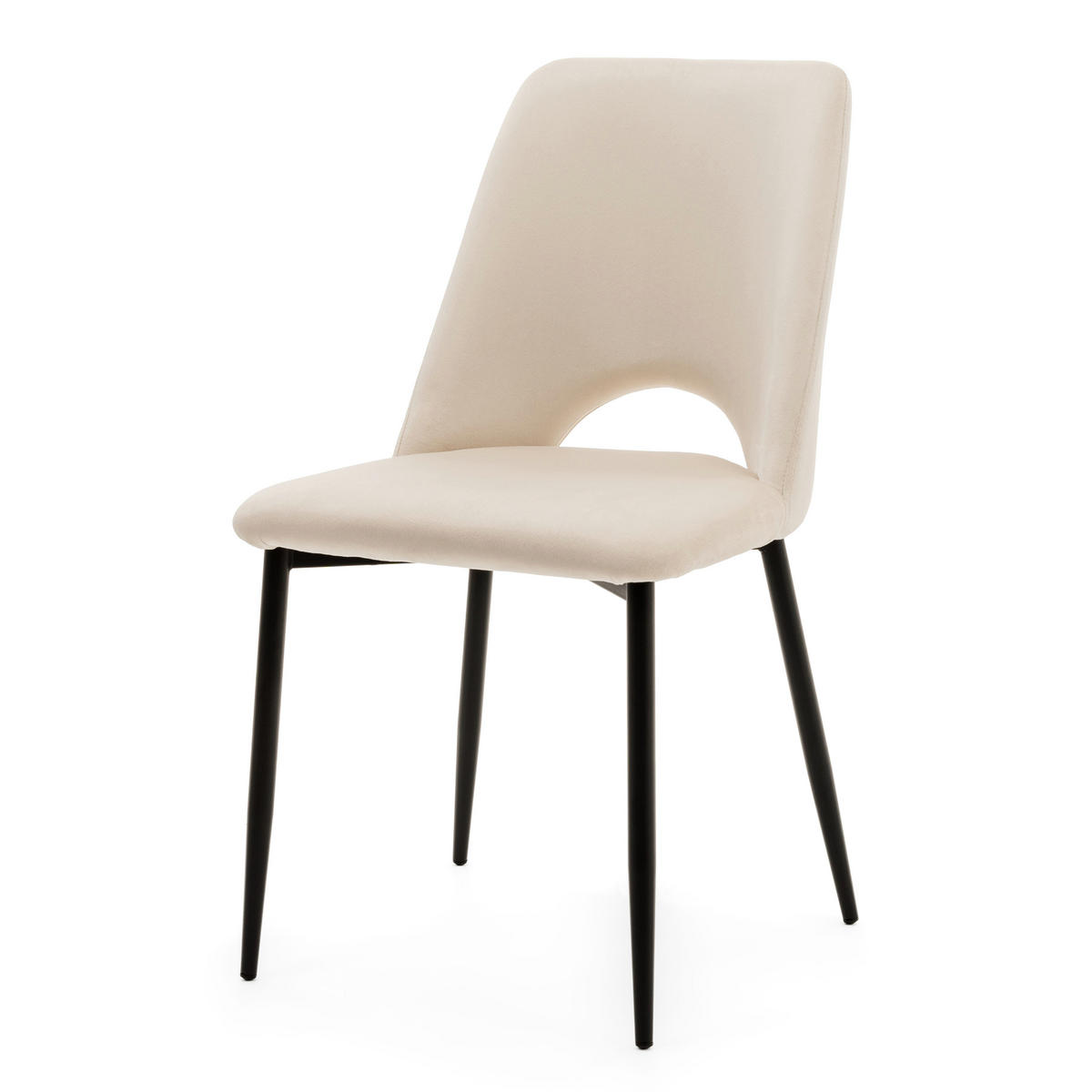 STUHL ORO gepolsterter mit Steppung - beige - Samt Velour - Beige/Schwarz, Textil/Metall (47/91/55cm) - NEW HOME