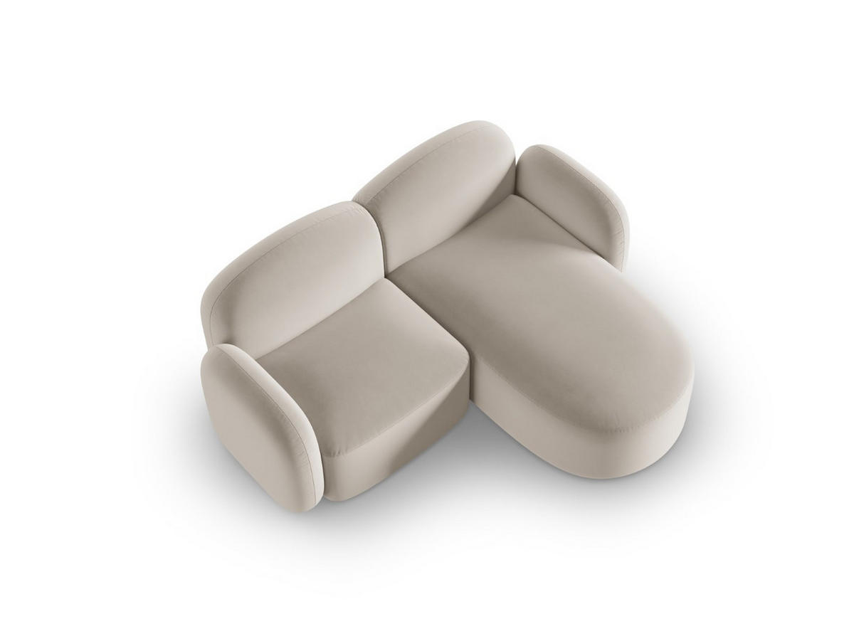 ECKSOFA rechts Blair aus Samt leichtes beige 3 Sitzplätze - Beige, Textil (155/194cm) - Micadoni