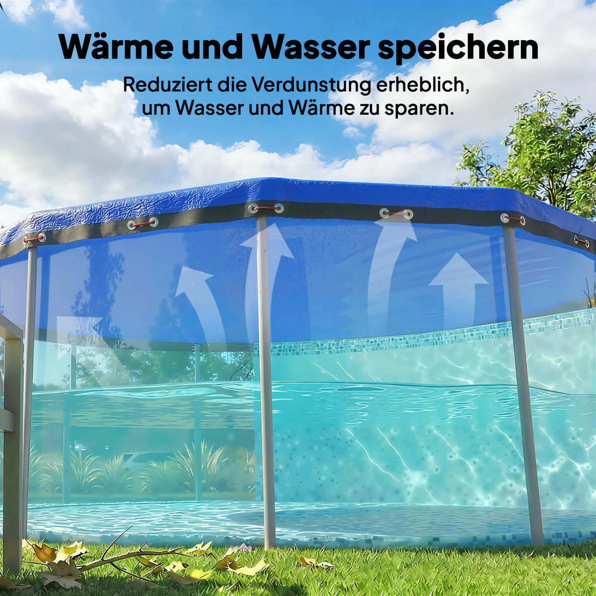 POOL-WINTERABDECKUNG PE Blau - Blau, Kunststoff (550/550cm) - Outsunny