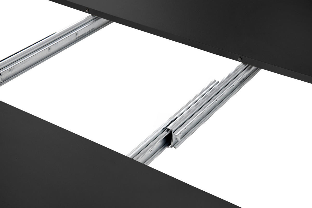 ESSTISCH INDAGA Ausziehbar 100-140cm Rund, mattes Schwarz - Schwarz Hochglanz/Schwarz, Holz (100/140/75cm) - KONSIMO®