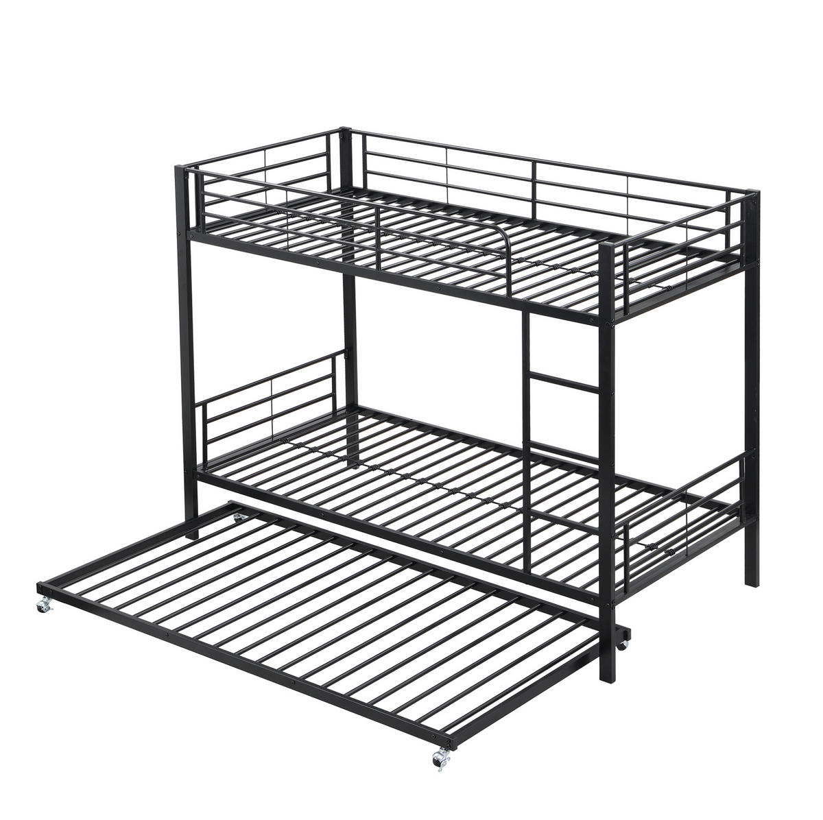 ETAGENBETT mit Ausziehbett 90x200 cm Metall Schwarz - Schwarz, Metall (90/200cm) - Beauniv