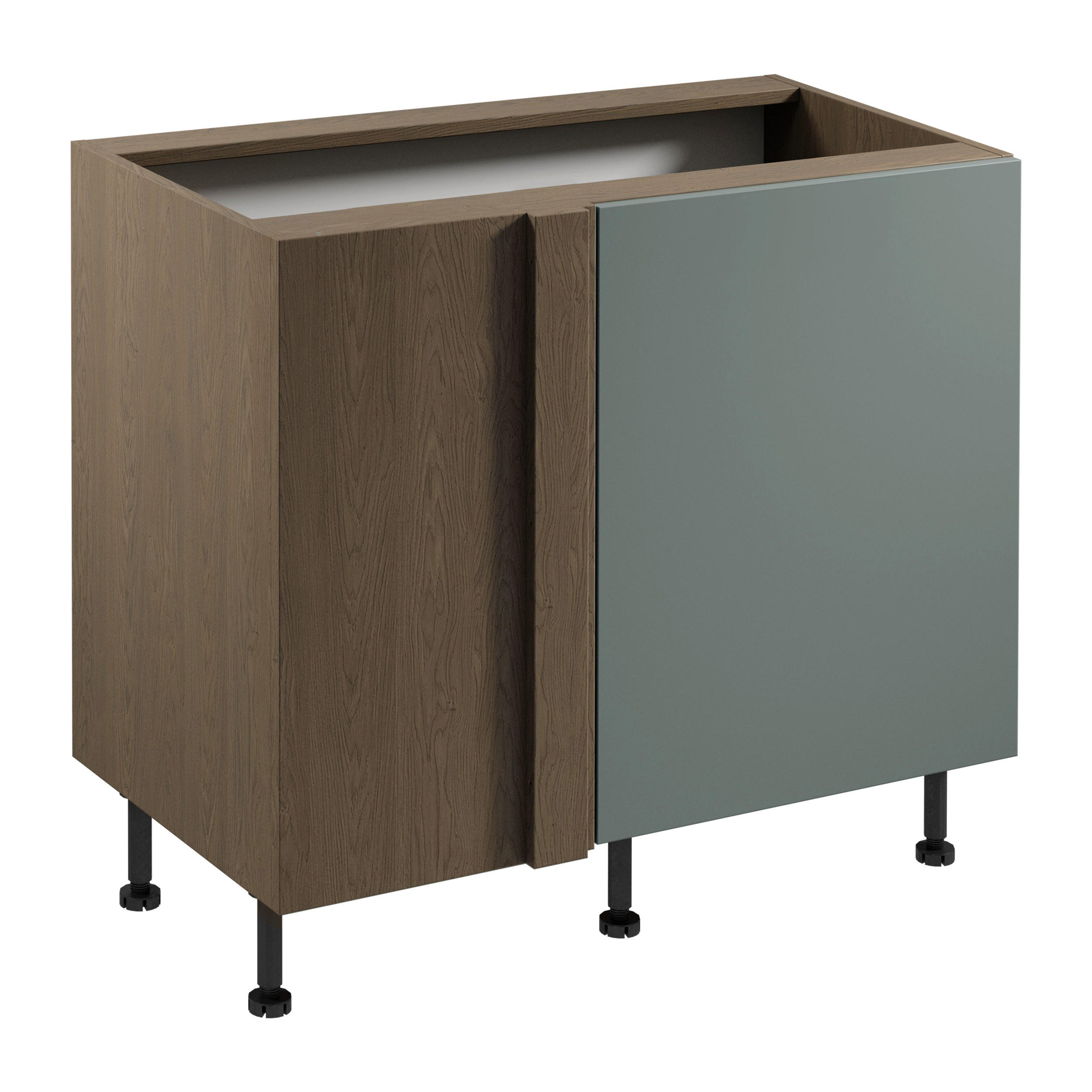 Royal24_Markt Eckunterschrank Eiche, Grün 100x87x56 cm