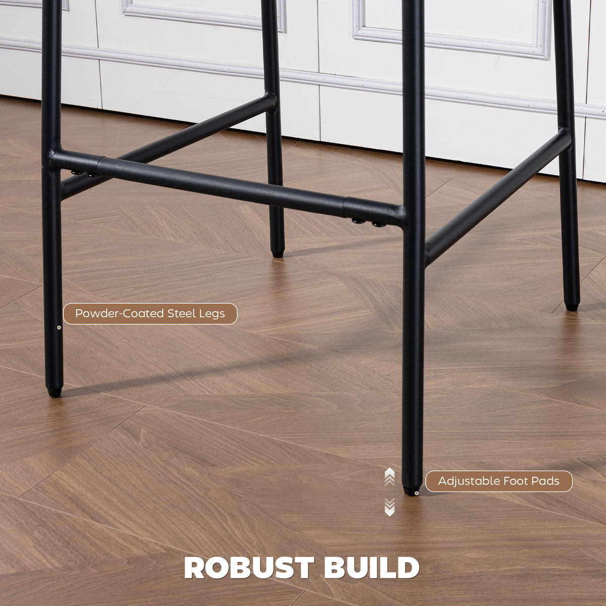 BARHOCKER 2er Set Barstuhl, Tresenhocker mit Fußstütze, Rückenlehne Grau - Schwarz/Grau, Textil/Metall (45.5/101/48cm) - HOMCOM