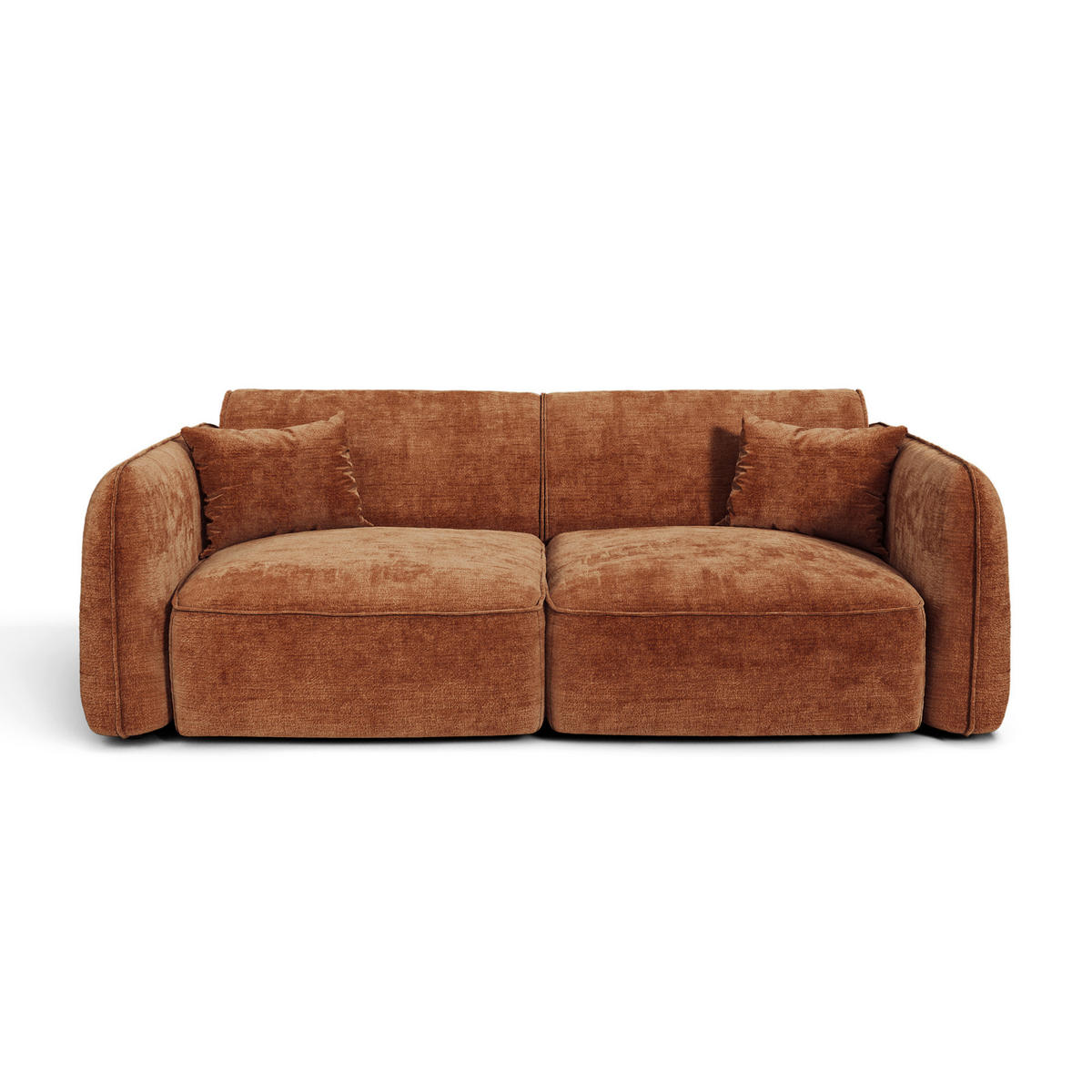 SOFA LOMI Geprägtes Velours Terrakotta 150cm - Dunkelorange/Terracotta, Textil (150/74/90cm) - Premium Interiors