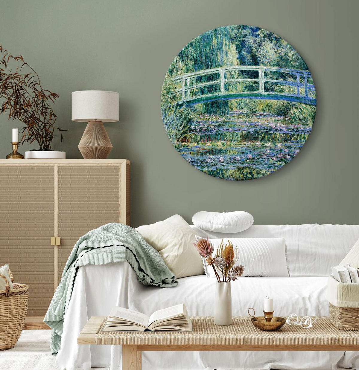 RUNDES BILD Grün 80/80 cm - Blau/Grün, Textil (80/80cm) - KUNSTLOFT