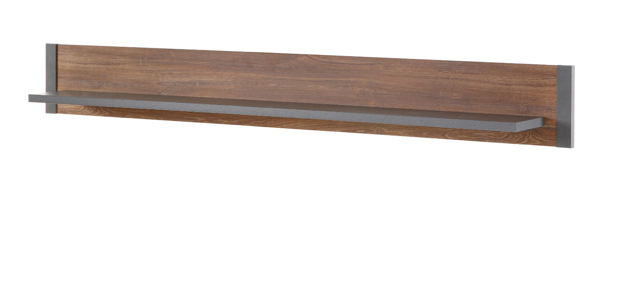 WANDBOARD Eiche Stirling, Matera grau, Wandregal 156 cm Bücherregal - Eichefarben/Grau, Holzwerkstoff (156/25/17cm) - Furn.Design