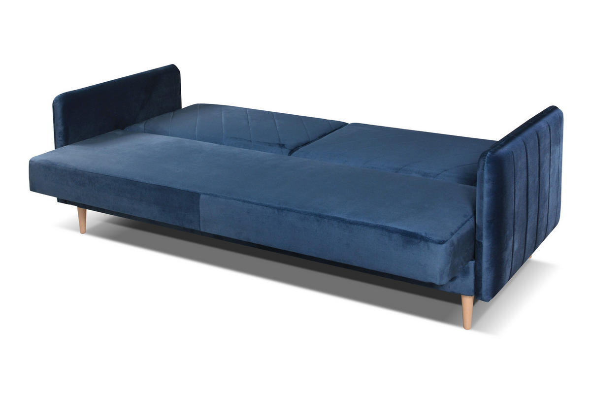 SCHLAFSOFA Vesto Blau Velours - Bettkasten - 207x93 cm - Blau, Holz/Holzwerkstoff (207/93/93cm) - Ravio