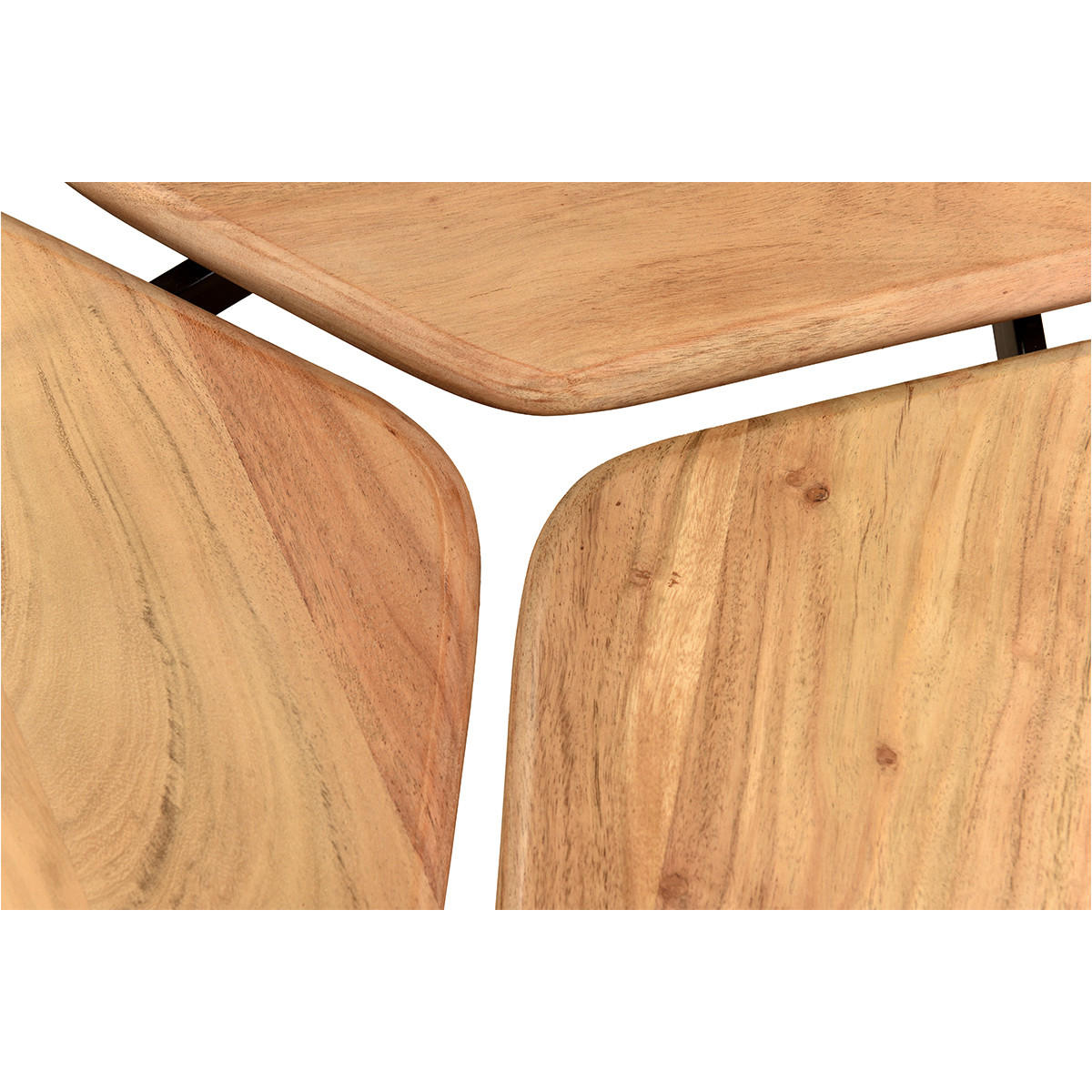 COUCHTISCH Akazie Metall 3-Platten SUZANE - Naturfarben, Holz (95/76/42.5cm) - Miliboo