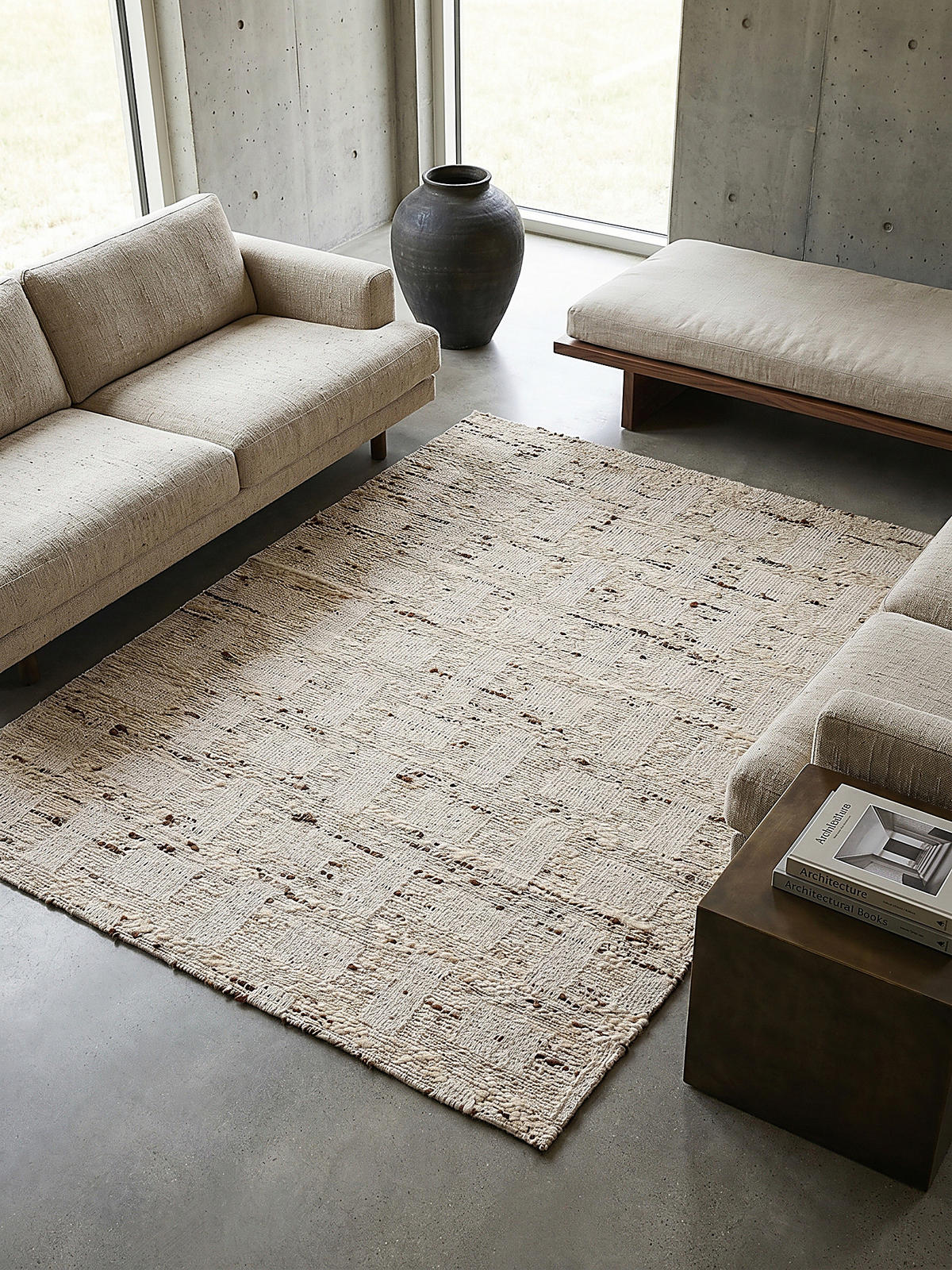 TEPPICH aus Wolle handgewebt ELIN in Natur, geometrisch, 140 x 200 cm - Beige, Textil (140/200cm) - KADIMA DESIGN