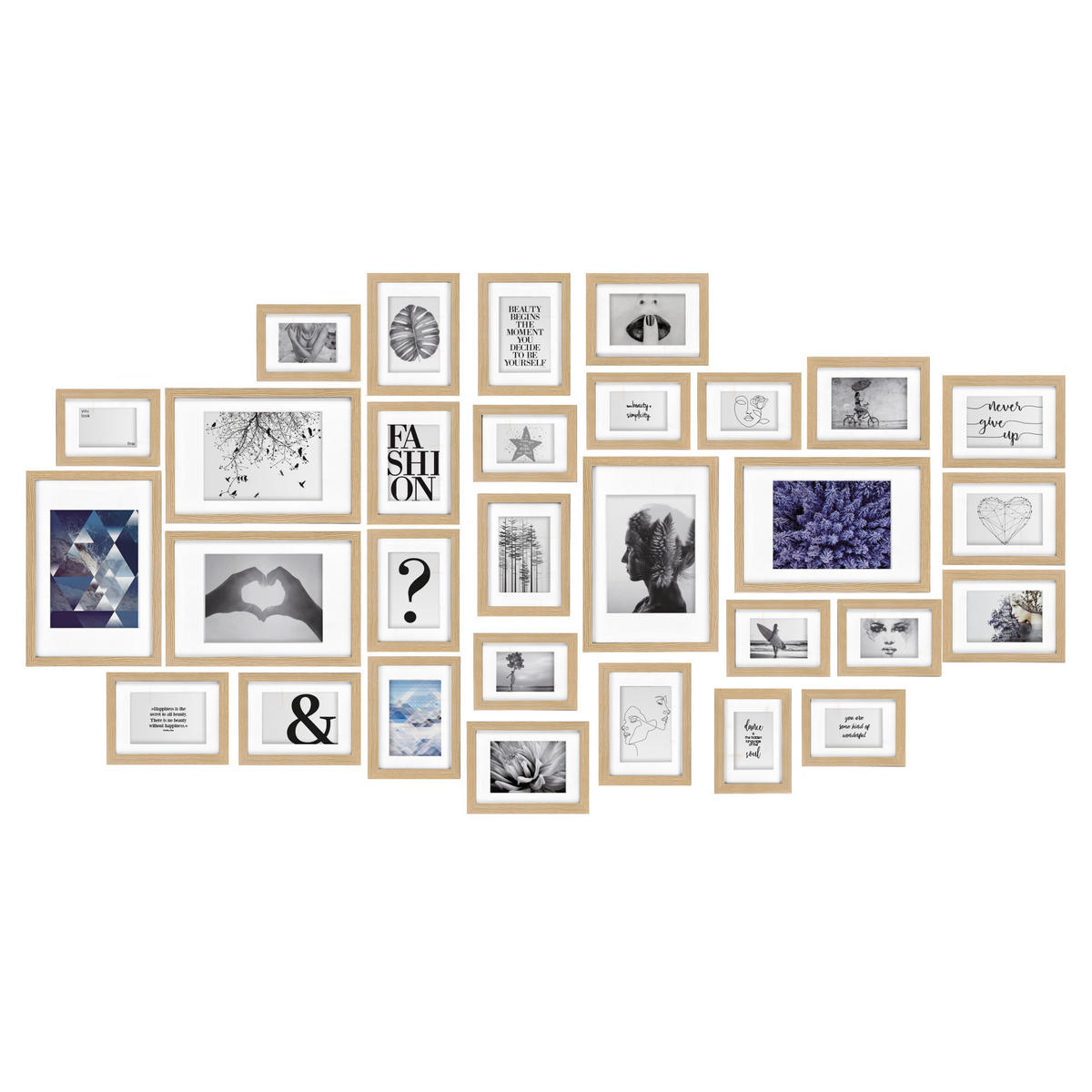 BILDERRAHMEN Emotion MDF Eiche (30tlg) - Eichefarben, Holzwerkstoff (34/2/36cm) - BoMoe