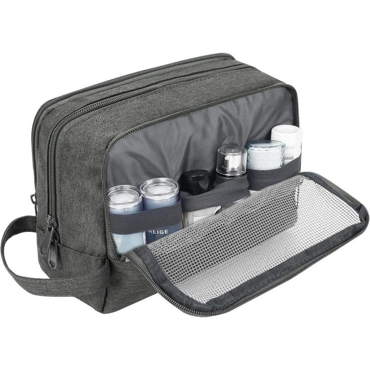 KULTURBEUTEL als Kosmetiktasche und Toilettenorganizer, grau - Grau, Textil (5/2/5cm)