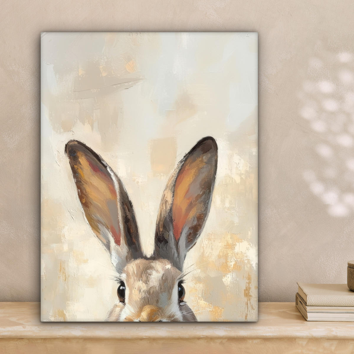 LEINWANDBILD Hase - Ohren - Braun Room Decor 30x40 cm - Beige, Textil (30/40cm) - MuchoWow