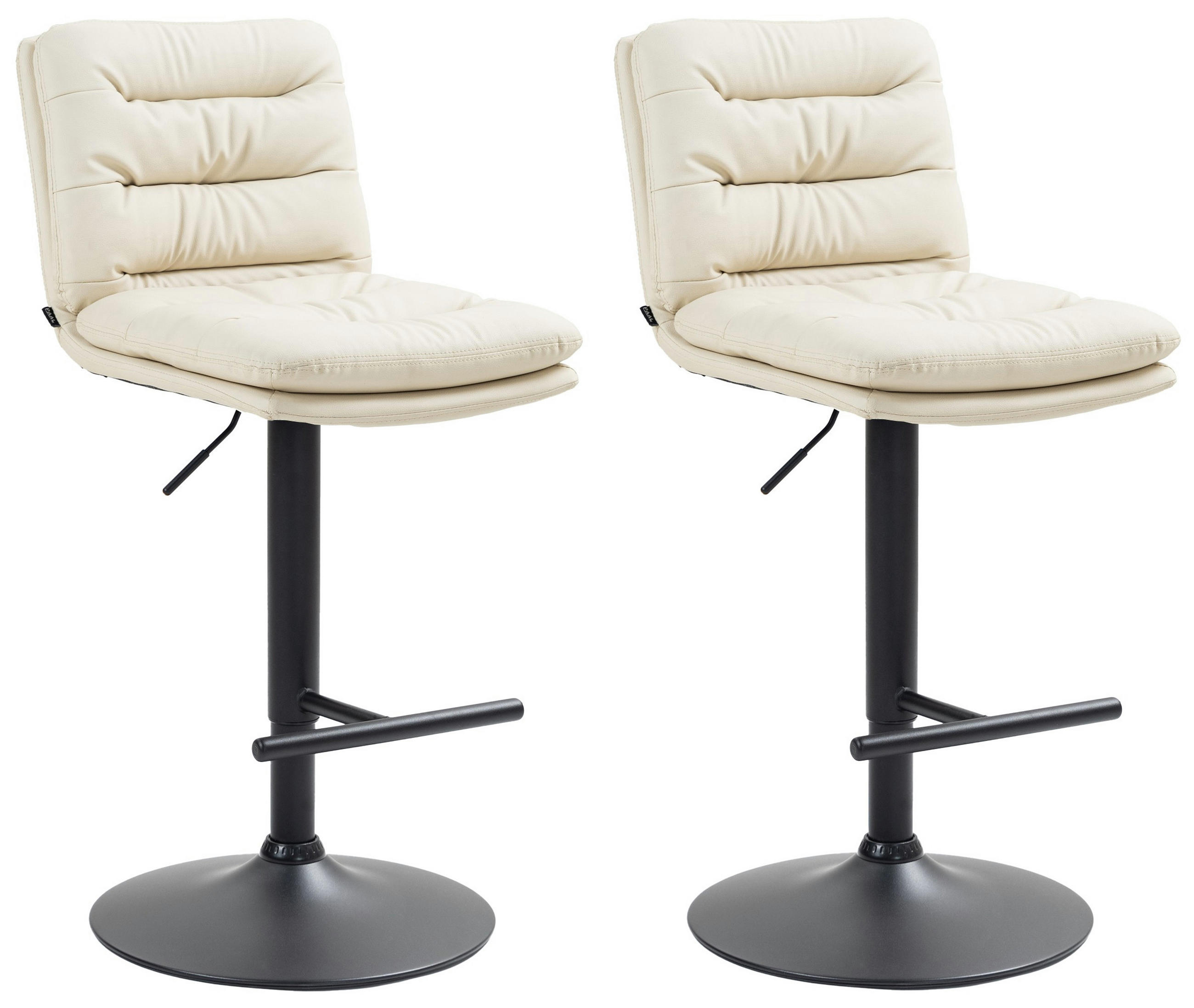 BARHOCKER 2er Set Diamant Kunstleder schwarz creme - Schwarz/Naturfarben, Kunststoff/Metall (42/116/56cm) - TPFLiving