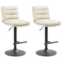 BARHOCKER 2er Set Diamant Kunstleder schwarz creme - Schwarz/Naturfarben, Kunststoff/Metall (42/116/56cm) - TPFLiving