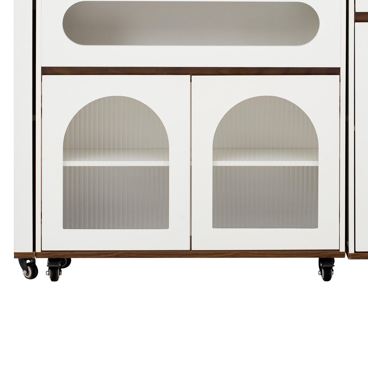 KÜCHENINSEL aus MDF 50.5-187.5x110.5x95.5 cm Weiß/Walnuss mit Ausziehtisch & Steckdosen - Weiß/Braun, Holzwerkstoff (187.5/95.5/110.5cm) - Modfu