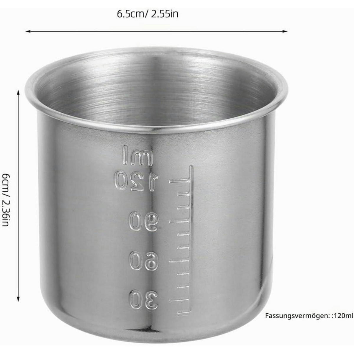 MESSBECHER Edelstahl 2-teiliges Set - Silberfarben, Metall (0.12L)