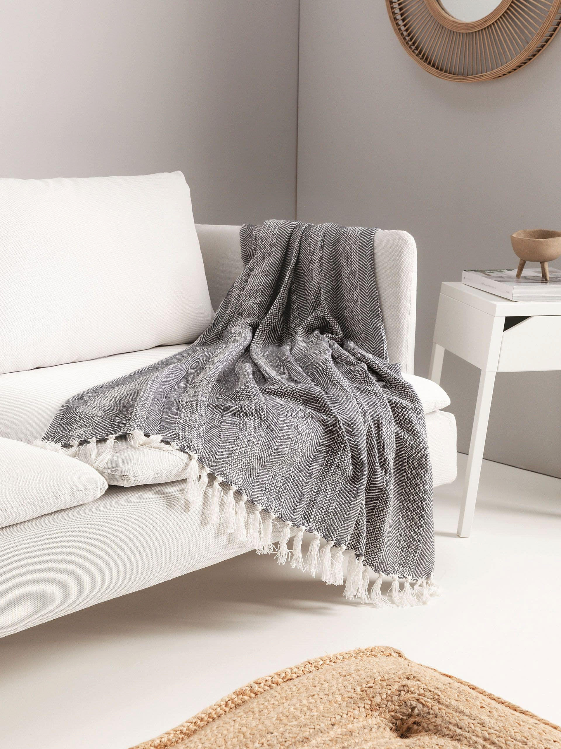 BAUMWOLLDECKE Alisea Anthrazit 125x150 cm - Anthrazit, Textil (125/150cm) - benuta Nest