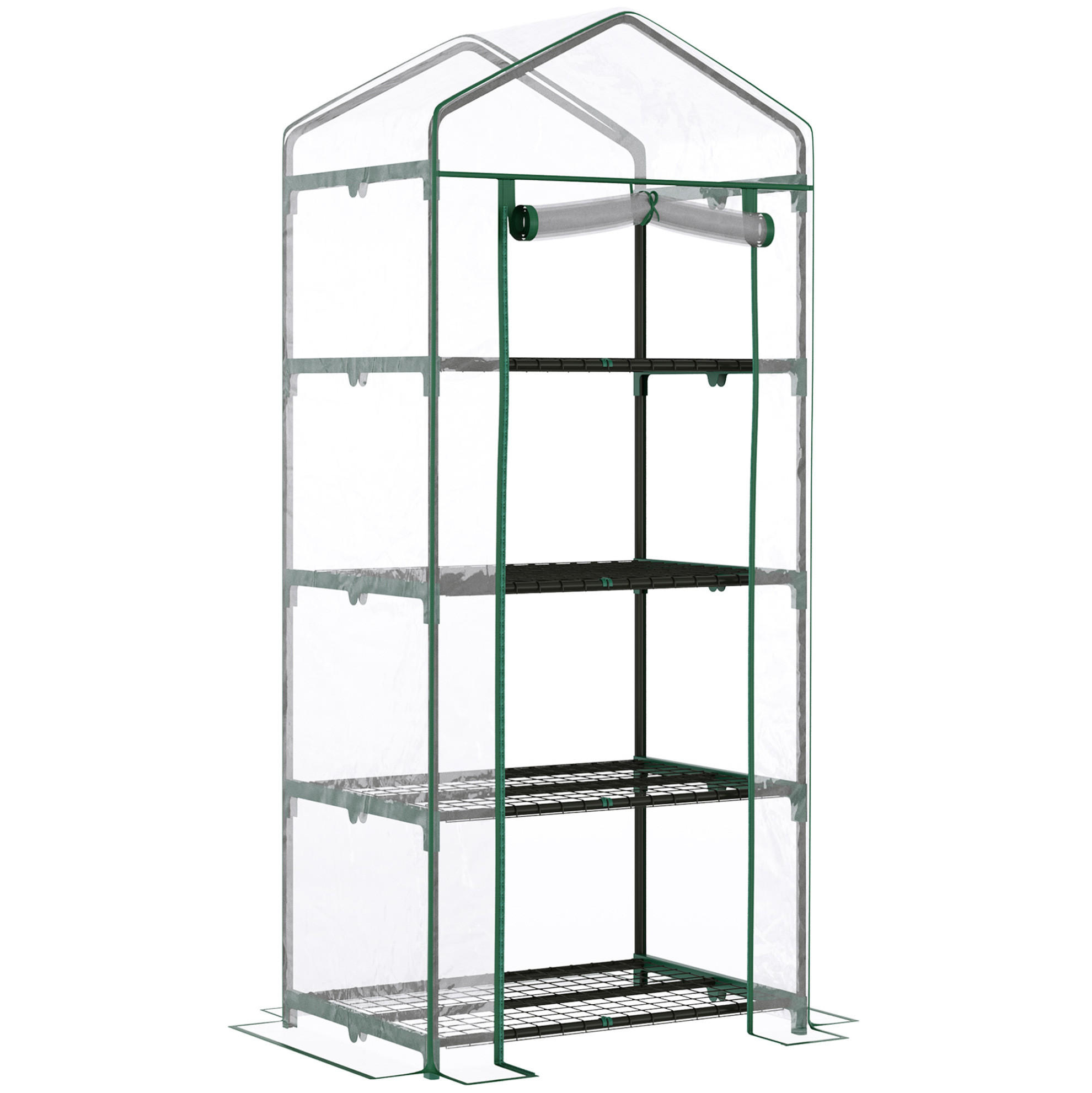 GEWÄCHSHAUS 70/160/50 cm Transparent aus Stahl mit 4 Regalböden - Transparent, Metall (50/160/70cm) - OKMYHOME