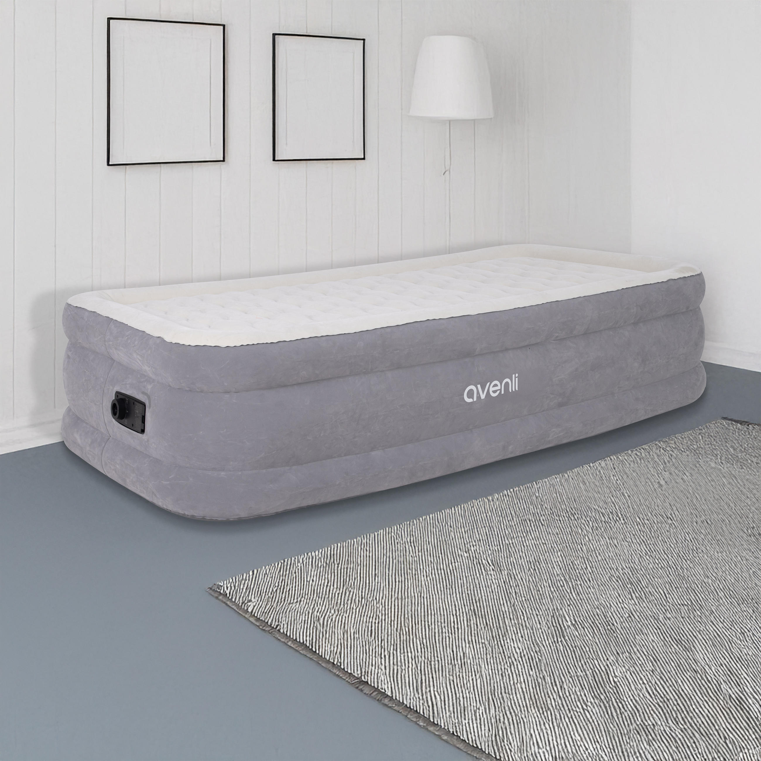 LUFTBETT Luftmatratze selbstaufblasend 191 x 99 x 46 cm mit integrierter Pumpe - Grau, Kunststoff (99/191cm) - Avenli