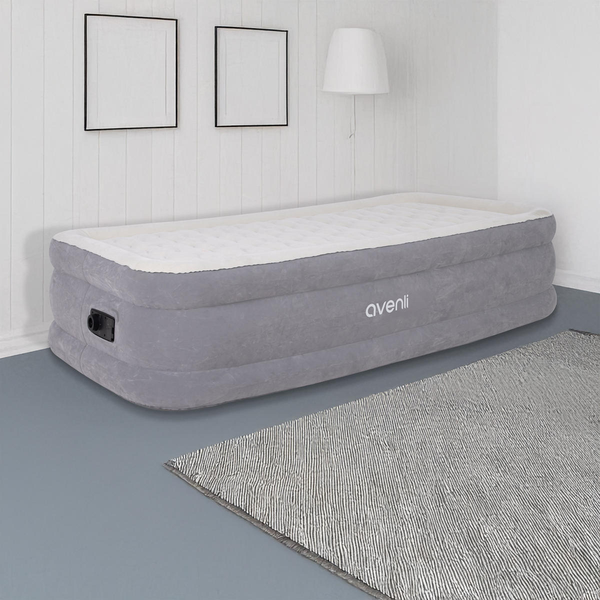 LUFTBETT Luftmatratze selbstaufblasend 191 x 99 x 46 cm mit integrierter Pumpe - Grau, Kunststoff (99/191cm) - Avenli