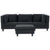 3-SITZER-SOFA Leinenoptik schwarz mit Ottomane Unstad - Schwarz, Textil (228/72/76cm) - Beliani