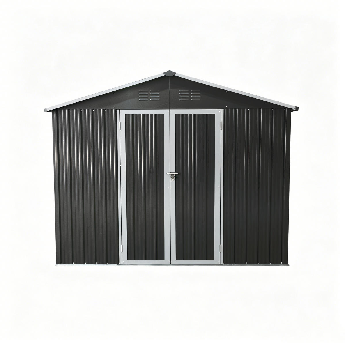 GERÄTEHAUS 300/248.6/191.5 cm Schwarz mit Integrierter Bodenrahmen (7,46 m²) - Schwarz, Metall (248.6/191.5/300cm) - Oxeza