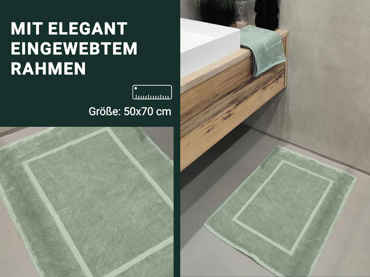BADEMATTE, 2er-Set, 50x70 cm, 100% Baumwolle - Salbeigrün, Textil (50/70cm) - Zollner