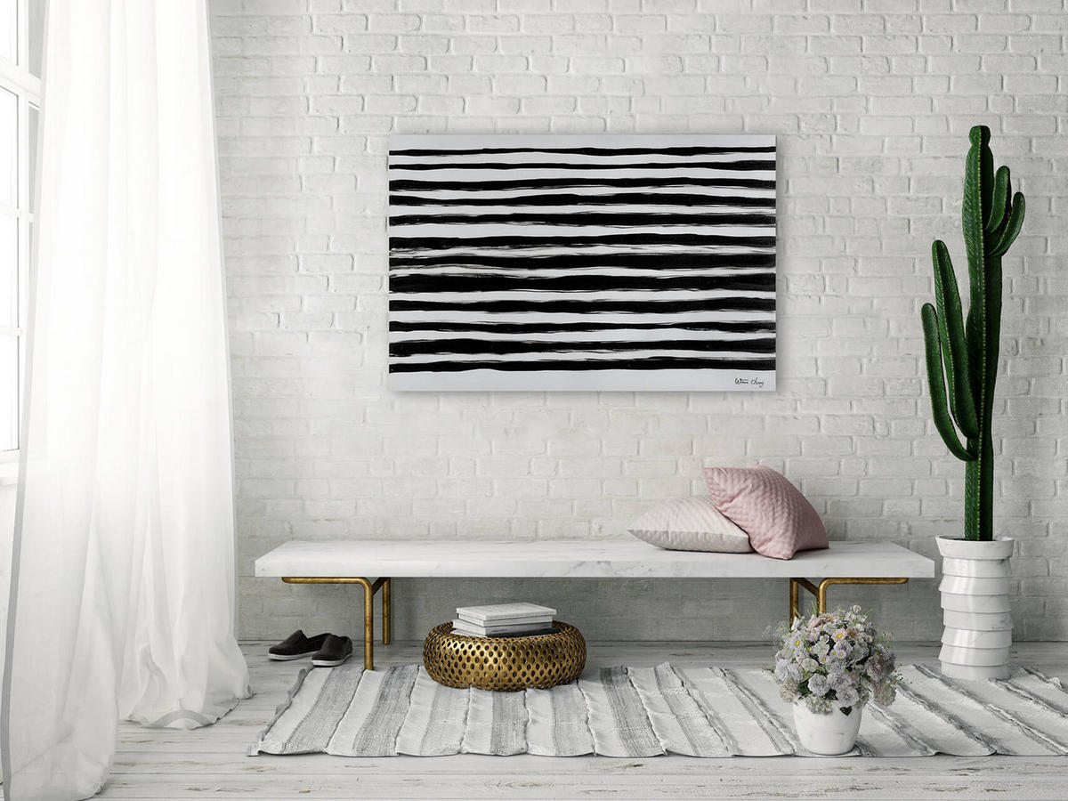 ACRYLBILD HANDGEMALT 120/80 cm - Schwarz, Holz/Textil (120/80cm) - KUNSTLOFT