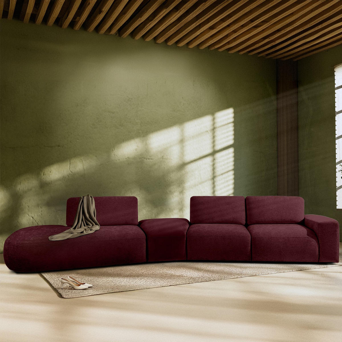 5-SITZER ECKSOFA ZUCCO Chenille links, Violett - Violett, Textil (430/84/105cm) - KONSIMO®
