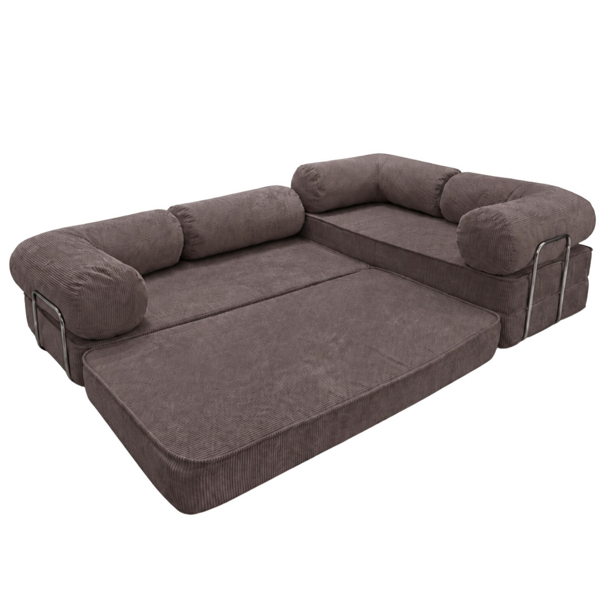 ECKSOFA Cord 300 x 200 cm Braun mit Schlaffunktion - Braun, Textil (300/200cm) - SURB