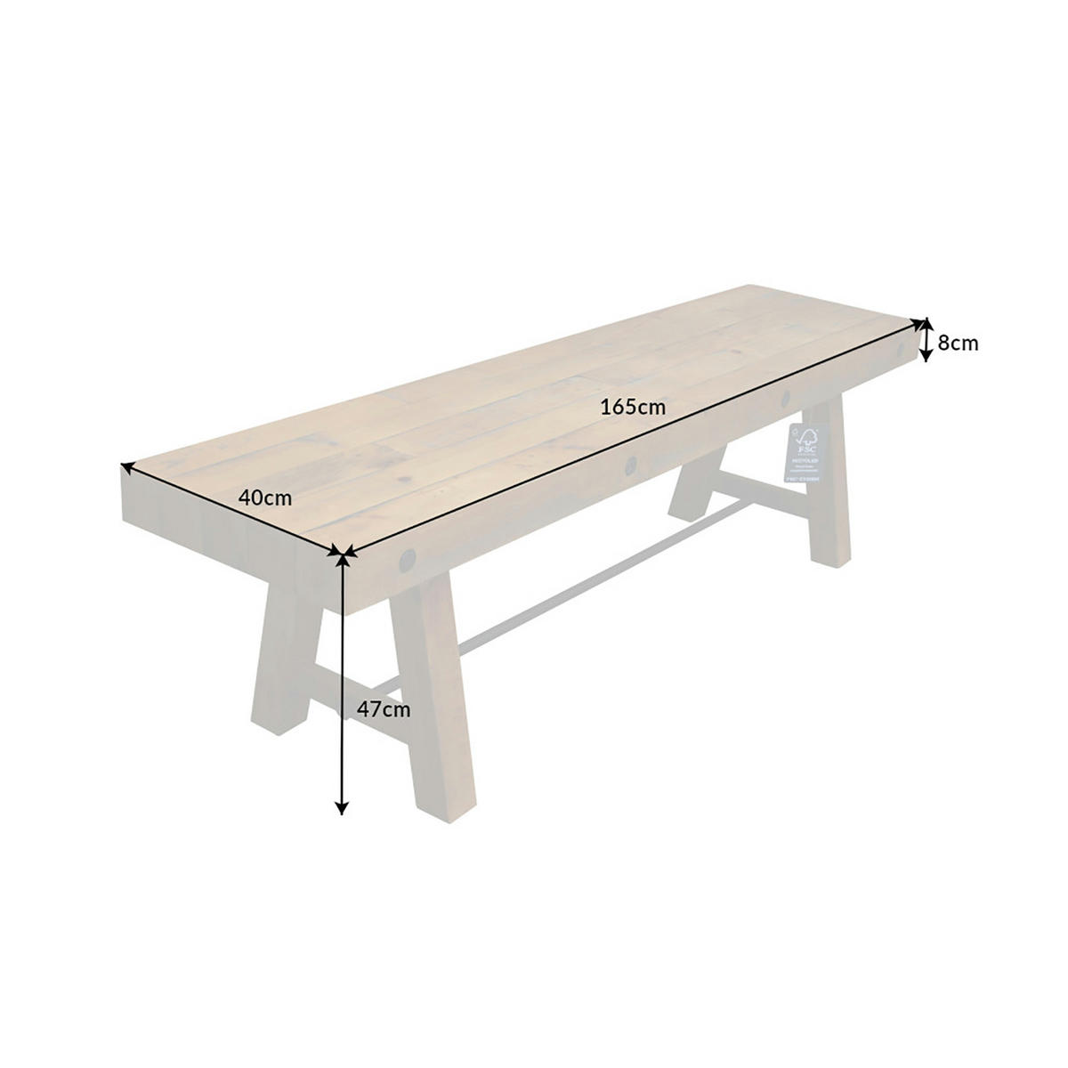 SITZBANK FINCA Pinie Braun 165 cm - Braun, Holz (165/47/40cm) - riess-ambiente