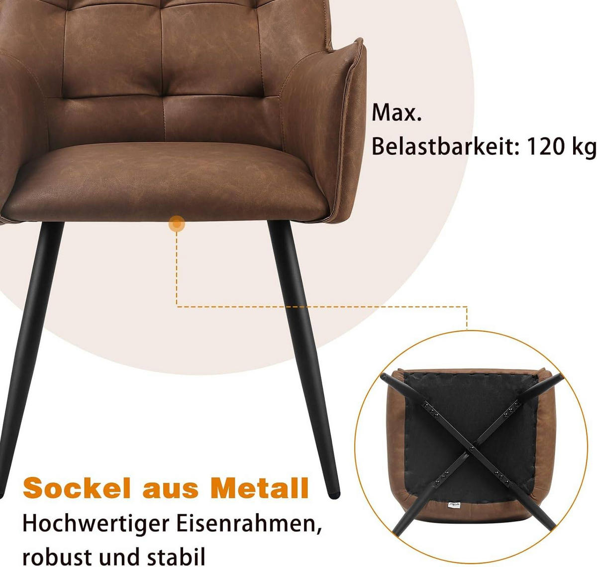 ESSZIMMERSTUHL Kunstlederbezug, Braun - Schwarz/Braun, Kunststoff/Textil (54/80/56cm) - Woltu