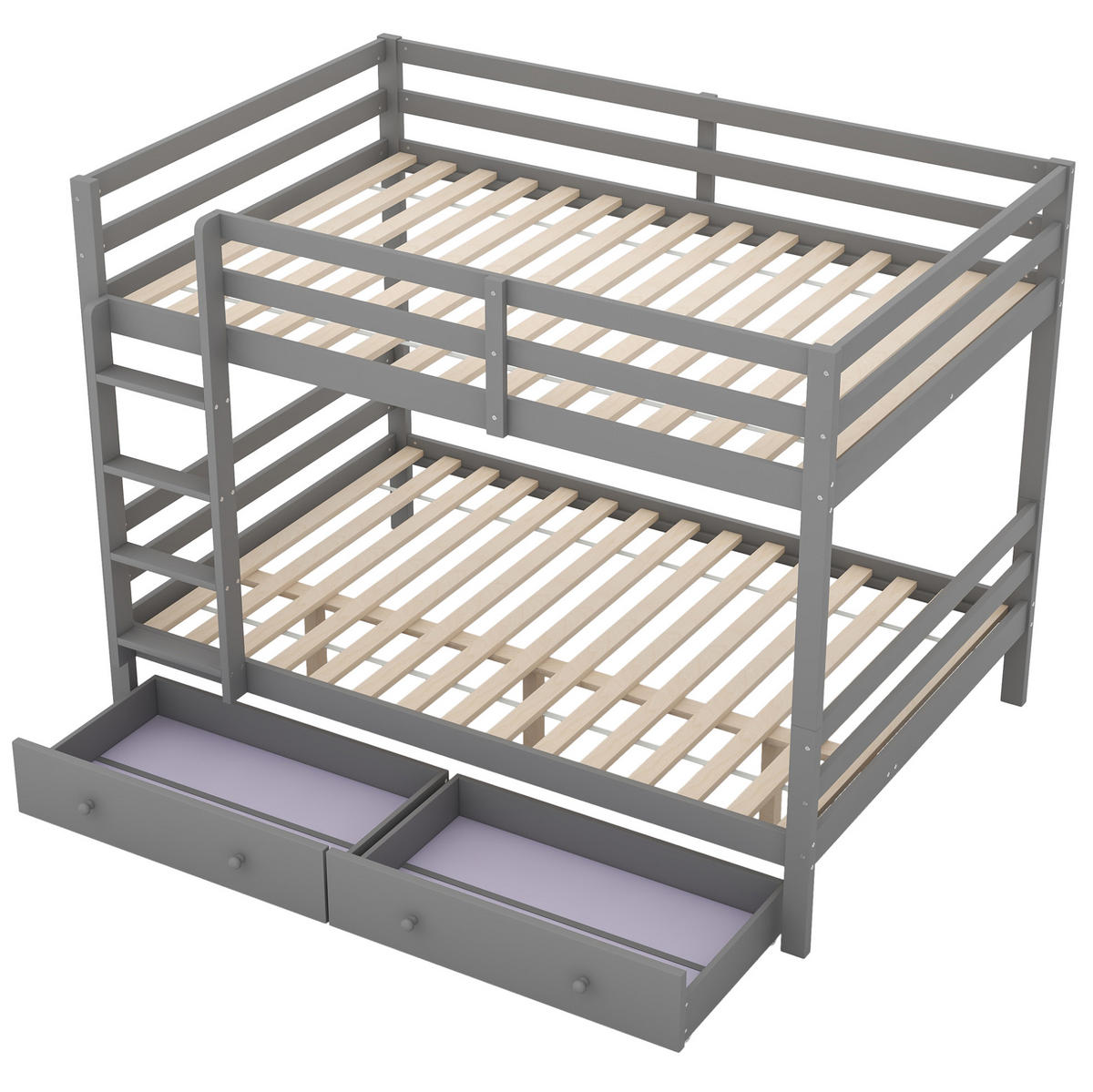 ETAGENBETT mit Schubladen 140x200 cm Kiefernholz Grau - Grau, Holzwerkstoff (140/200cm) - Beauniv