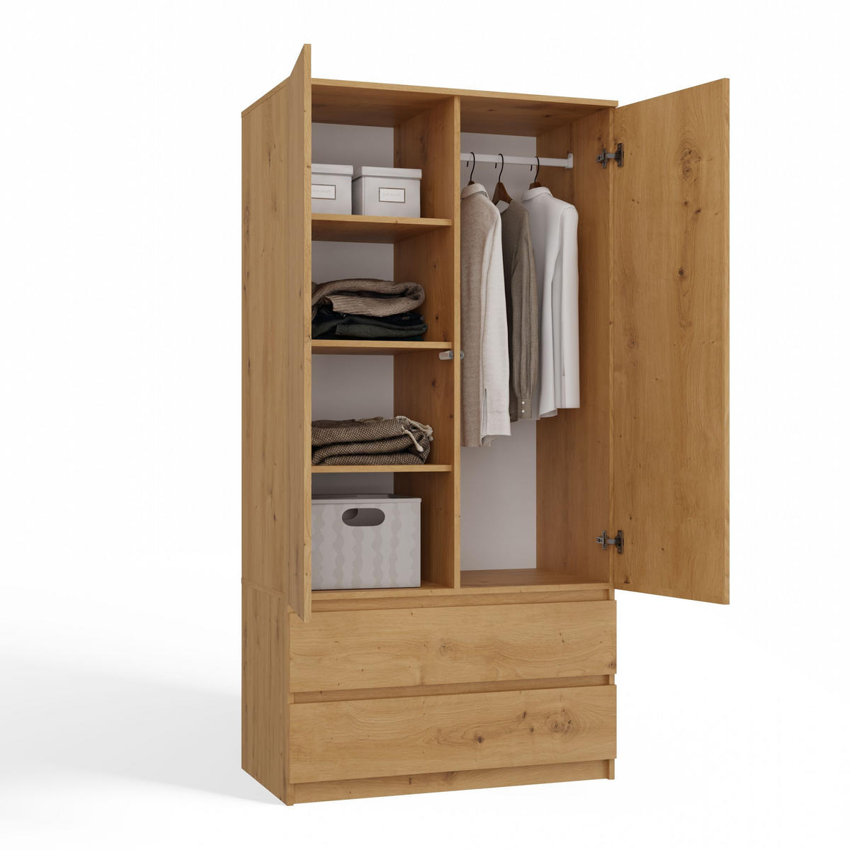 KLEIDERSCHRANK SS-90 EICHE ARTISAN - Eiche Artisan, Holzwerkstoff (90/180/50cm) - CDF