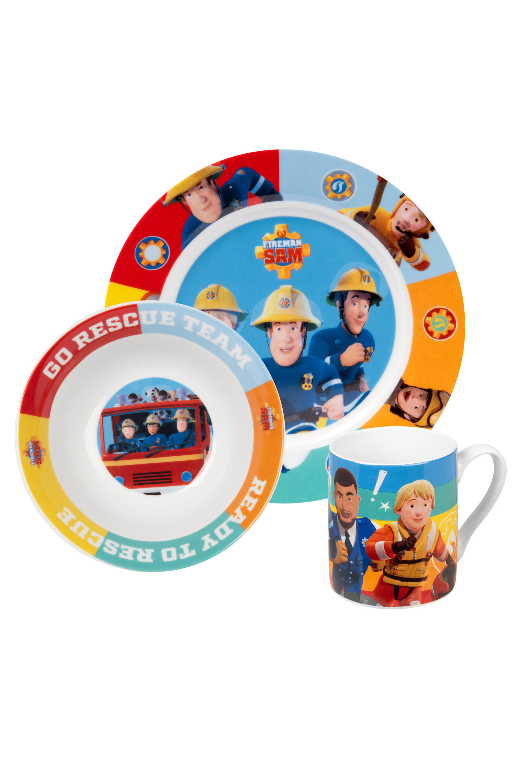 FRÜHSTÜCKSSET Feuerwehrmann Sam Mehrfarbig 3-teilig - Multicolor, Keramik (23.8/11.2/23.3cm) - Chiemsee