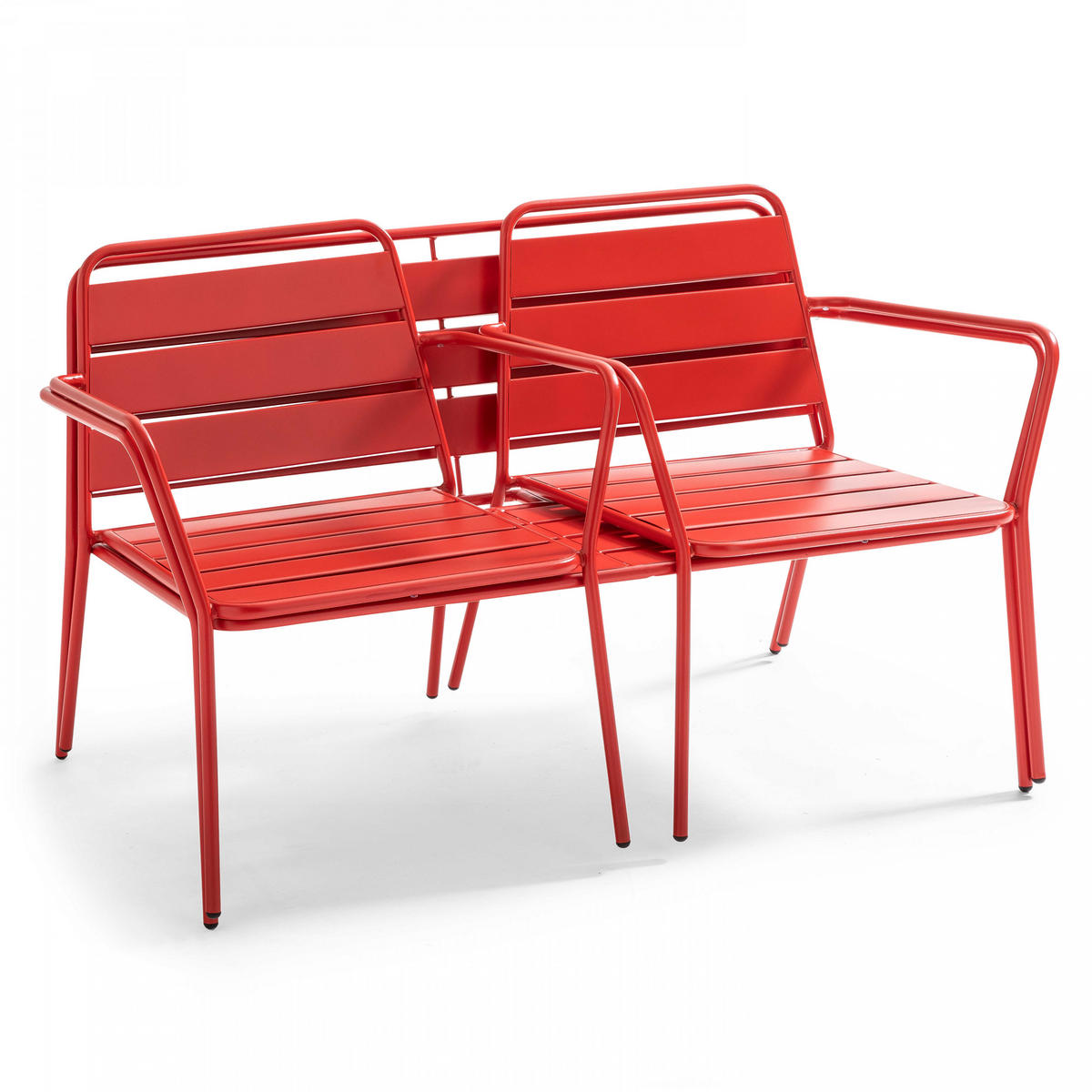 GARTENMÖBEL 5-tlg., Rot - Rot, Metall - Oviala