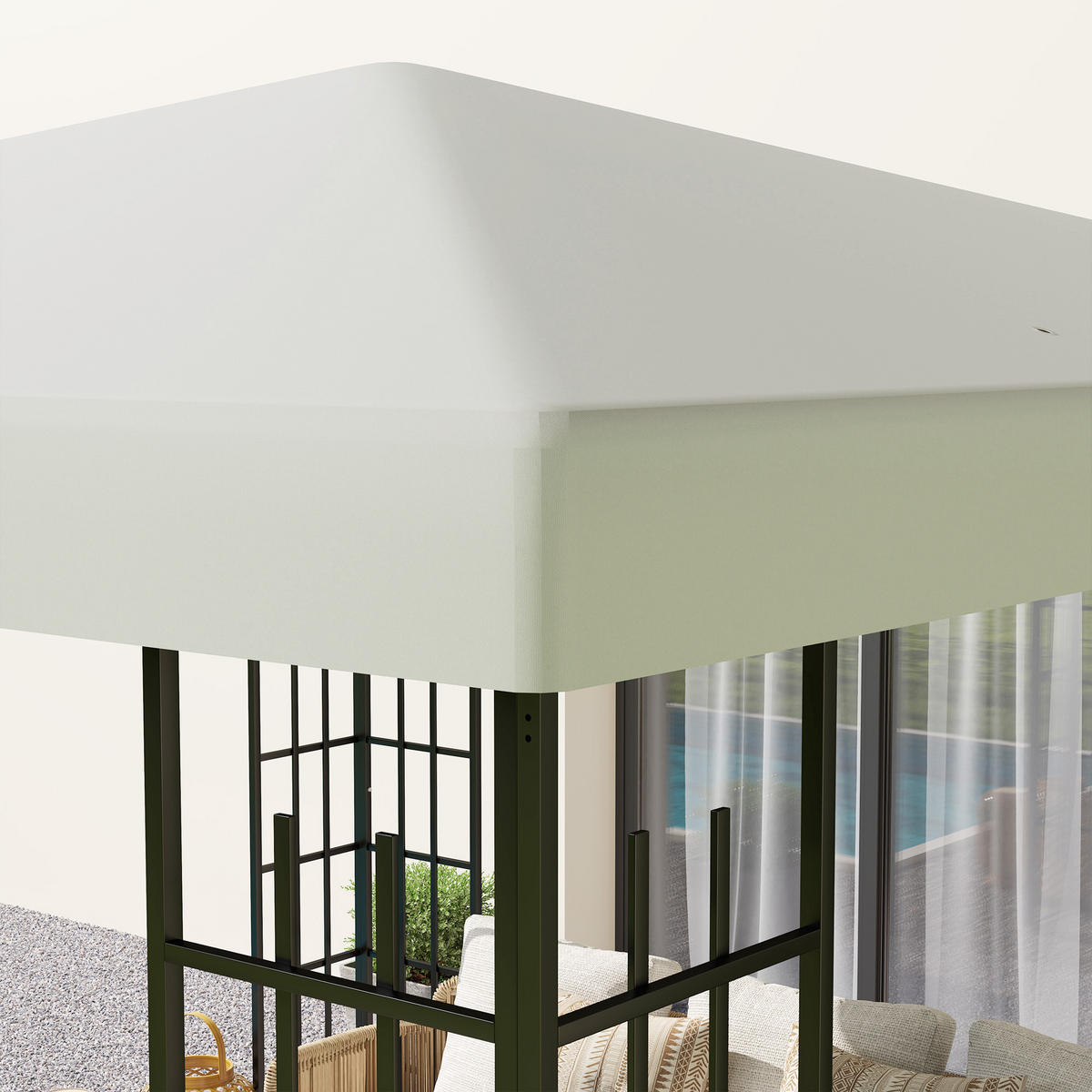 PAVILLONS aus Polyester 298x298 cm in Hellgrau mit 8 Entwässerungslöchern - Hellgrau, Textil (298/1/298cm) - Modfu