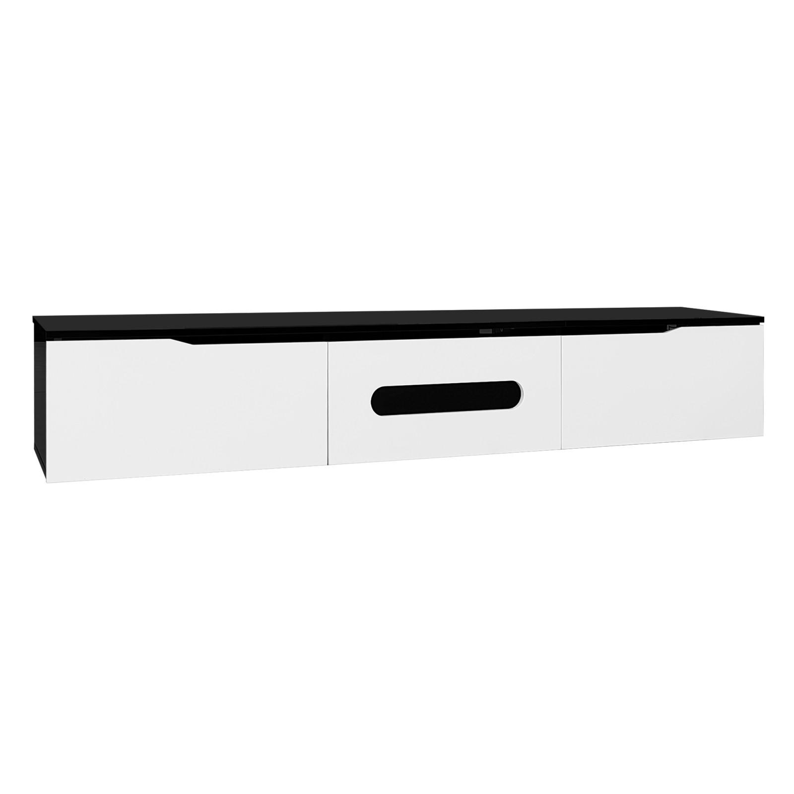 TV-SCHRANK hängend mit 16-Farb-LED, Hochglanz, Wandmontage - Schwarz, Holz (180/35/30cm) - PARAFTA HOME