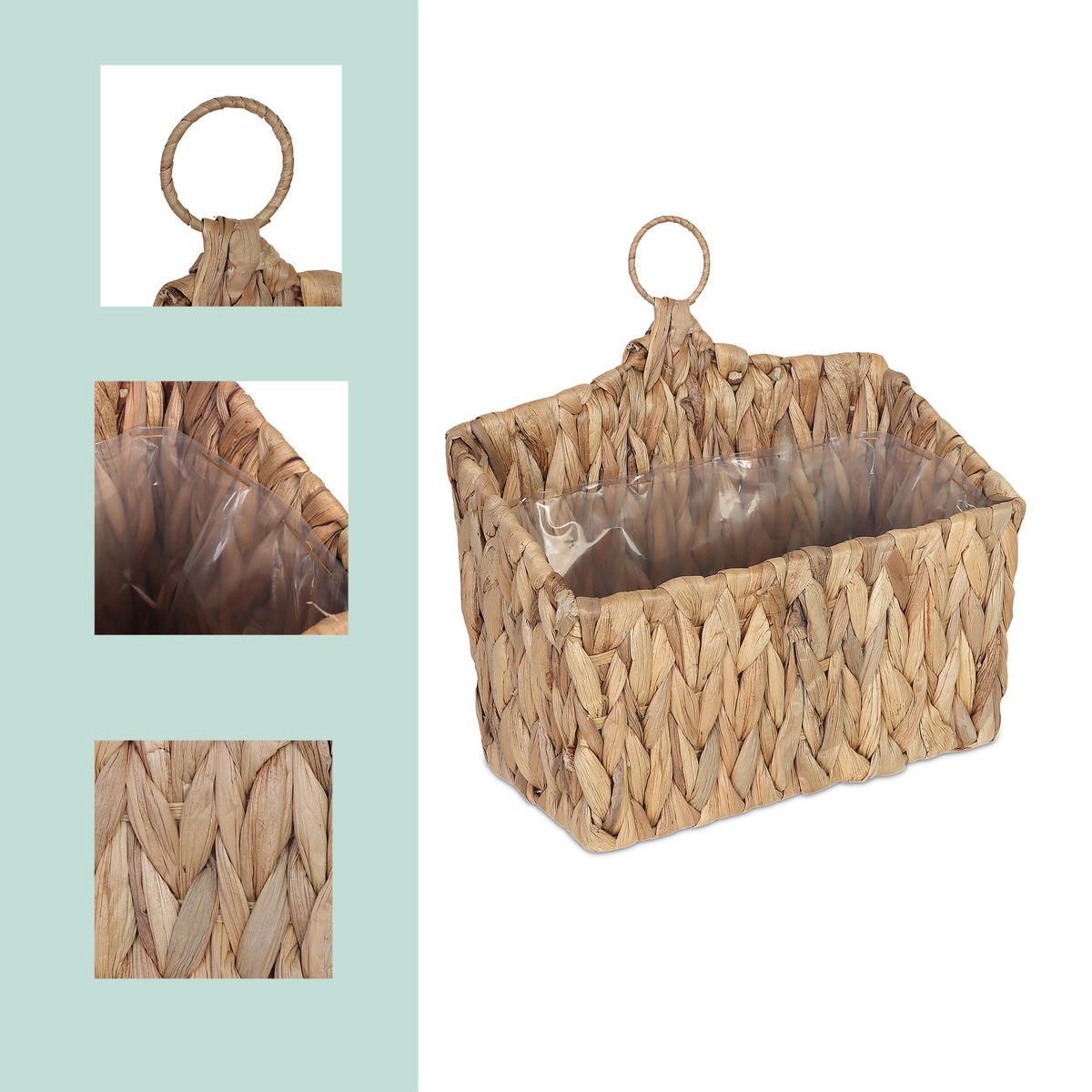 BLUMENAMPEL - Hellbraun, Kunststoff/Textil (29cm) - Relaxdays