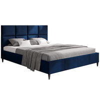 BETT Blau LUXO 1 Gepolstert Auf Holzbeinen 120x200 cm - Dunkelblau, Textil (120/200cm) - Sepro Meble