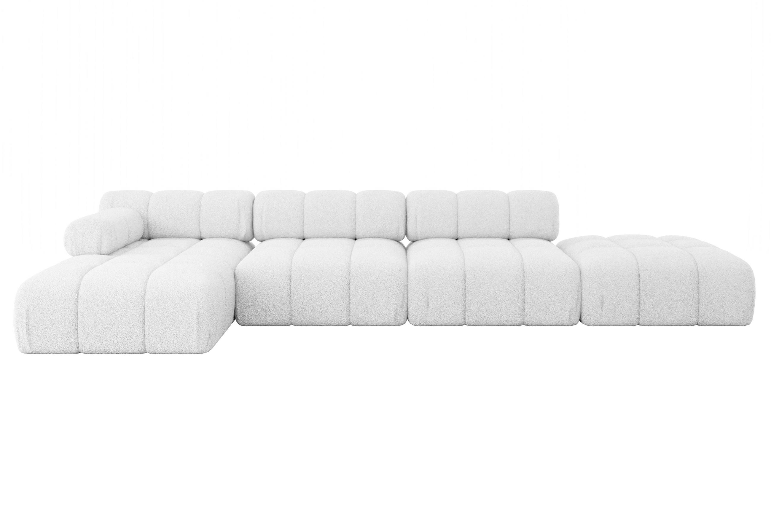ECKSOFA modulares Sofa Lizur-L2 - 380x160x70 cm Weiß Bouclé - Weiß, Holzwerkstoff/Textil (380/160cm) - ALTDECOR