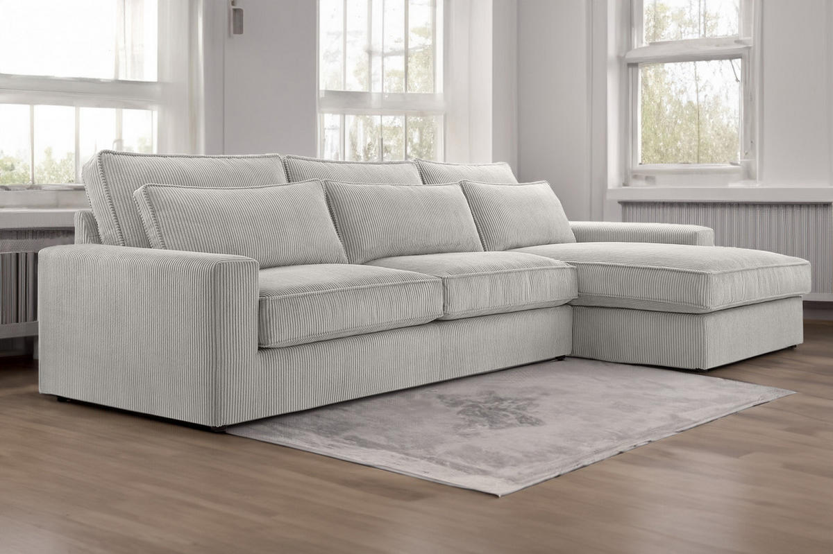 ECKSOFA 4 Sitzer Medan Mini, Hellgrau - Hellgrau, Textil (276/176cm) - Fedve