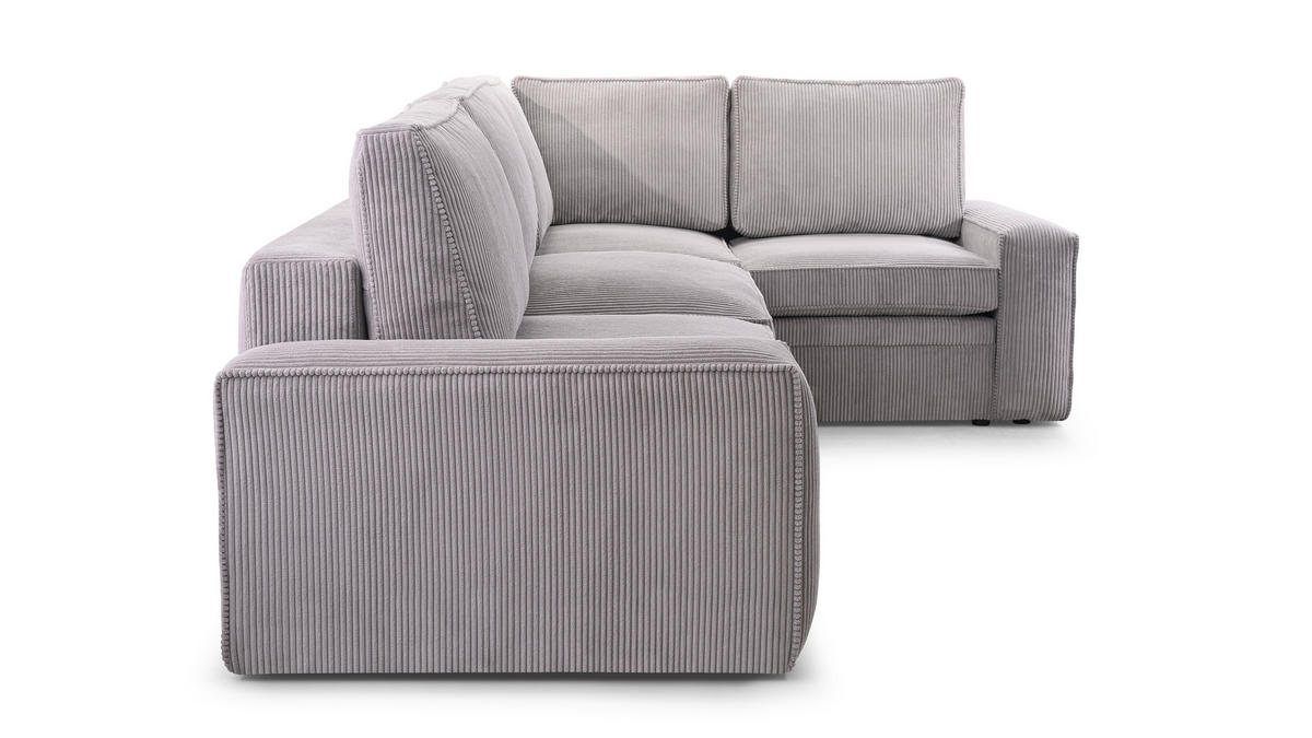 ECKSOFA L Form Treville Grau 296/196/94 cm – Rechts, mit Bettkasten und Schlaffunktion - Schwarz/Grau, Kunststoff/Textil (296/196cm) - AX Living