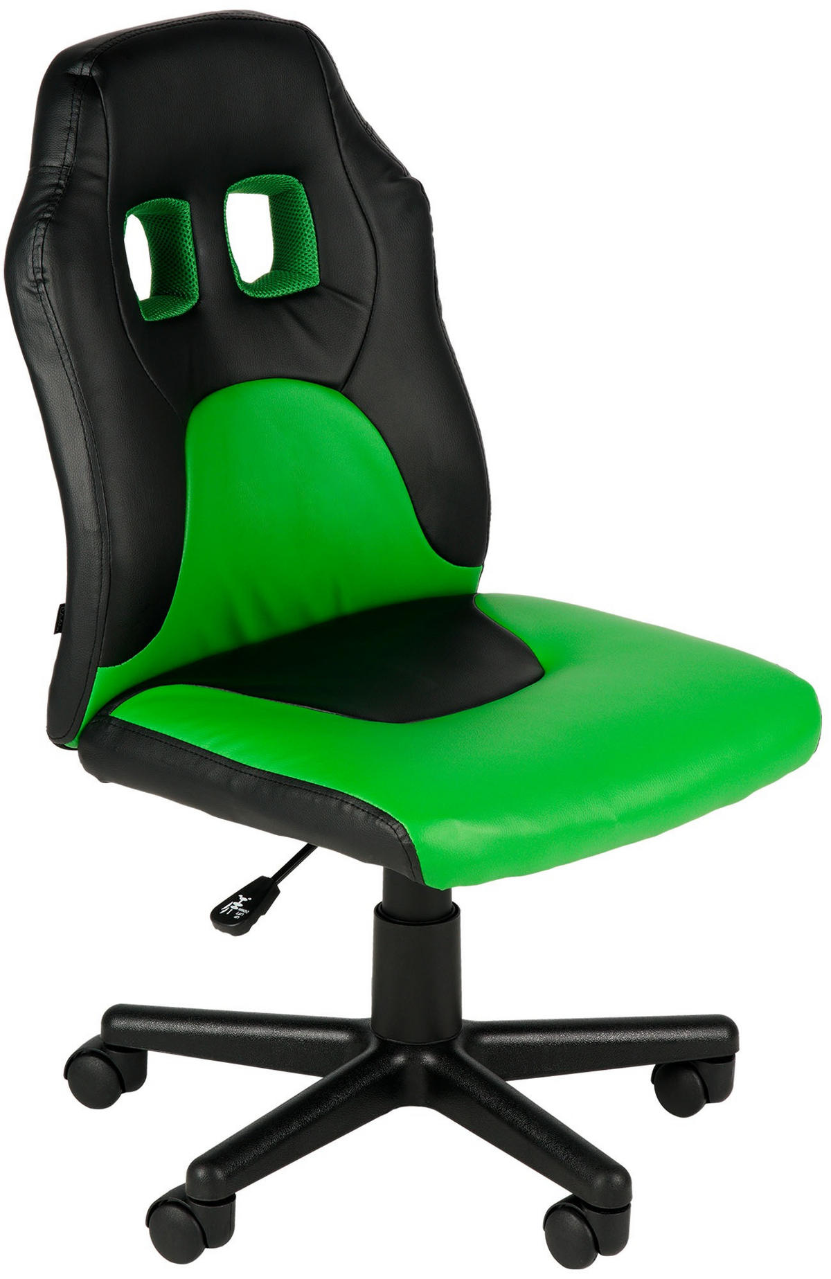 JUGENDDREHSTUHL Lederlook Schwarz/Grün - Schwarz/Grün, Kunststoff/Textil (56/83/59cm) - CLP