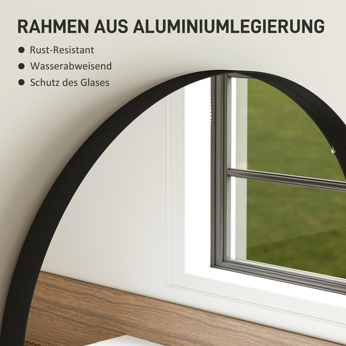 BADSPIEGEL 50 x 70 cm Spiegel mit Splitterschutzfolie, Schwarz - Schwarz, Glas (50/70/3cm) - HOMCOM