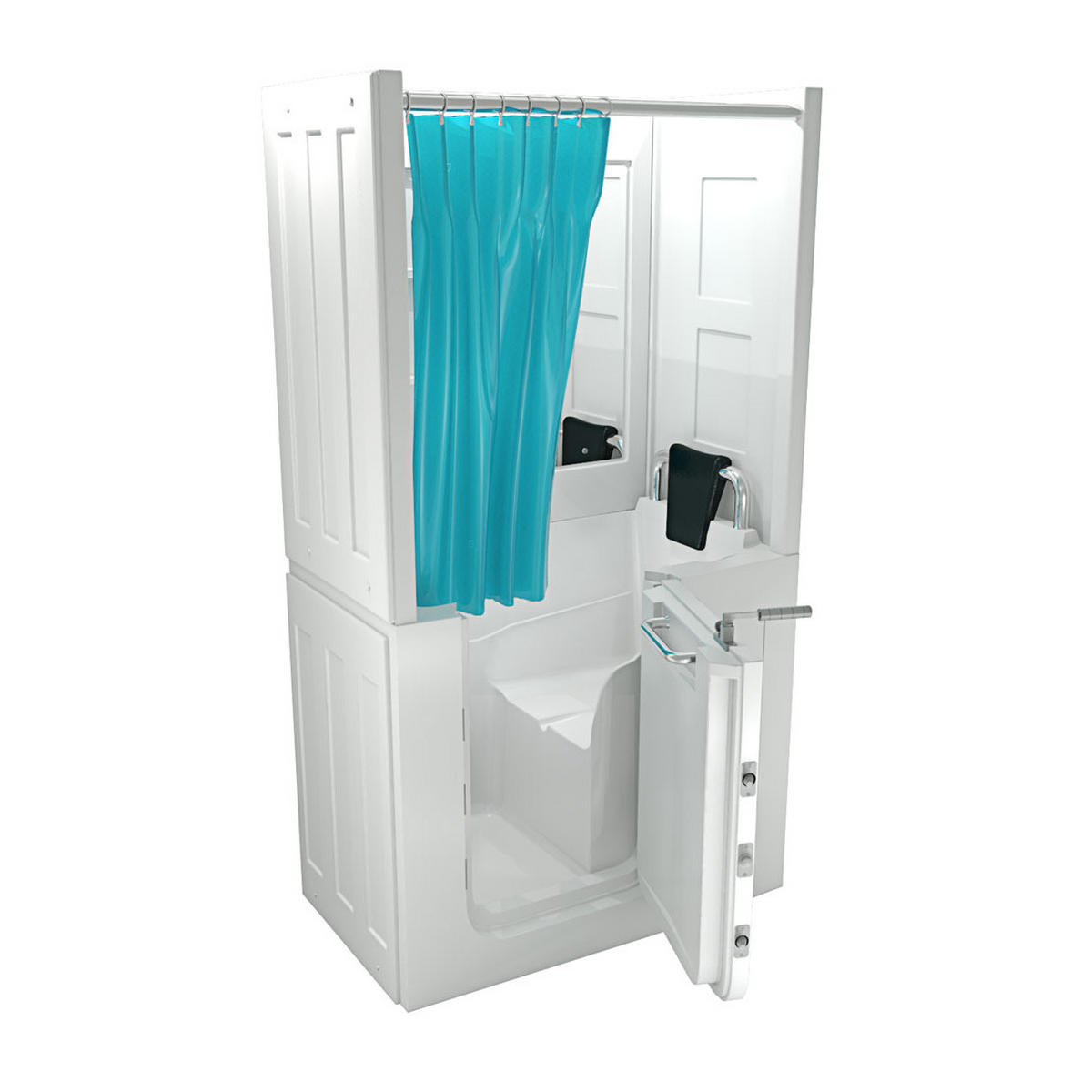 SENIOREN Dusche Sitzwanne mit Tür S08D-B-R - Weiß, Glas/Kunststoff (110/68/205cm) - AcquaVapore by Sandra Jentho