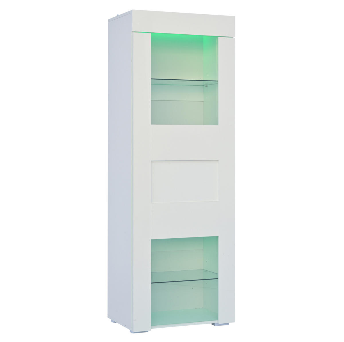 VITRINE mit LED 60 x 40 x 170 cm Hochglanz Weiß - Weiß, Glas (40/170/60cm) - Beauniv