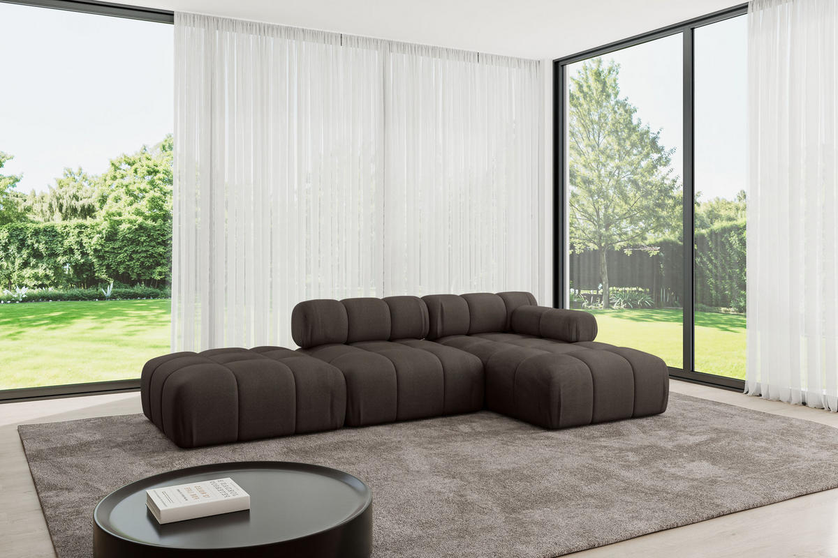 ECKSOFA modulares Sofa Lizur-L1 - 285x160x70 cm Braun Velours - Braun, Holzwerkstoff/Textil (285/160cm) - ALTDECOR