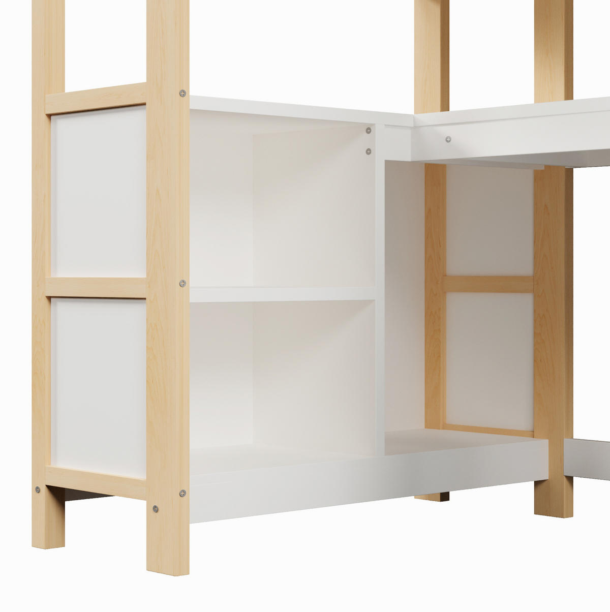 HOCHBETT 140/200 cm aus Kiefernholz mit Schreibtisch, Regalen Natur - Naturfarben, Holz (140/200cm) - OKMYHOME